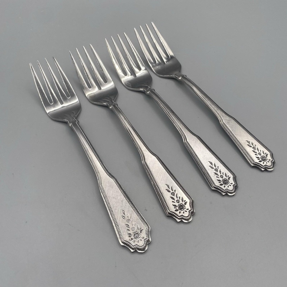Rogers Co Norcrest Brentwood Salad Forks 4pcs Floral Burnished‎ Stanley Roberts